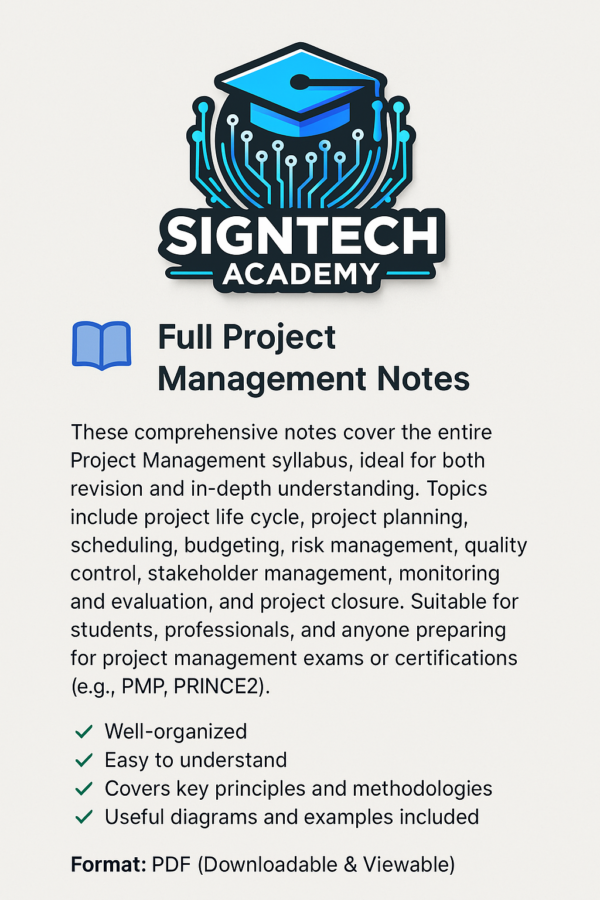 Full Project Management Notes – Signitory Technologies